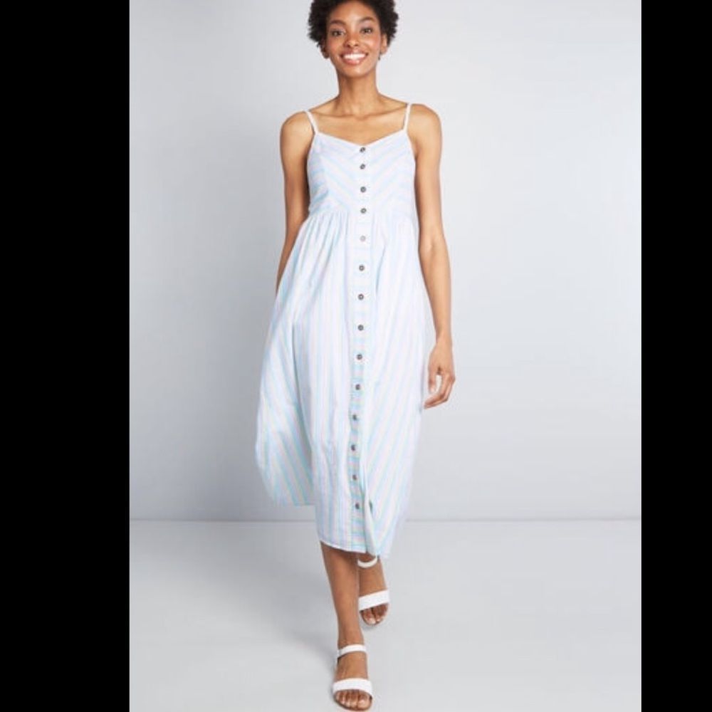 ModCloth Clearly Charismatic Pastel Stripe Dress